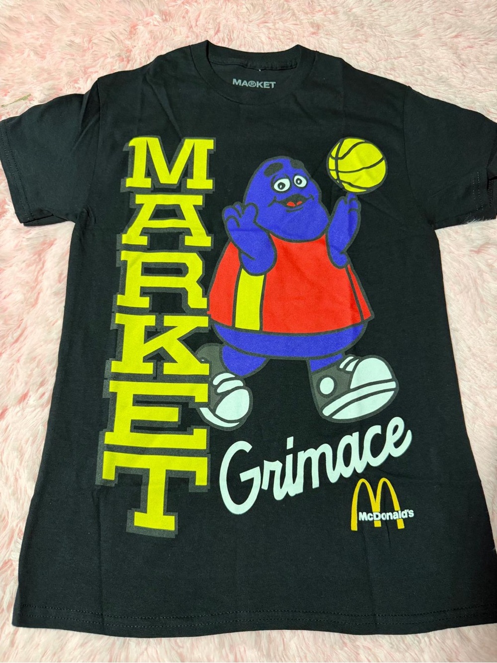 McDonald's Grimace Black Short-Sleeve Graphic Tee with Yellow Accents